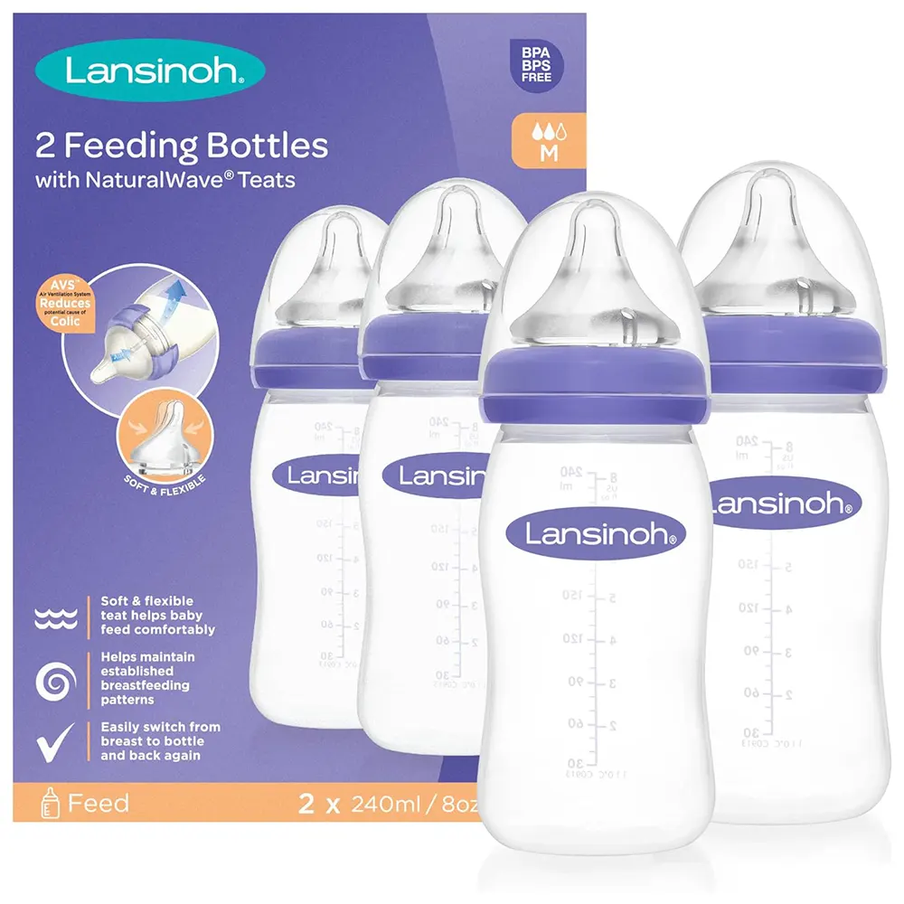 Shop Lansinoh USA Feeding Bottles 2x 240ml with NaturalWave Teat online in pakistan at best price with free cod
