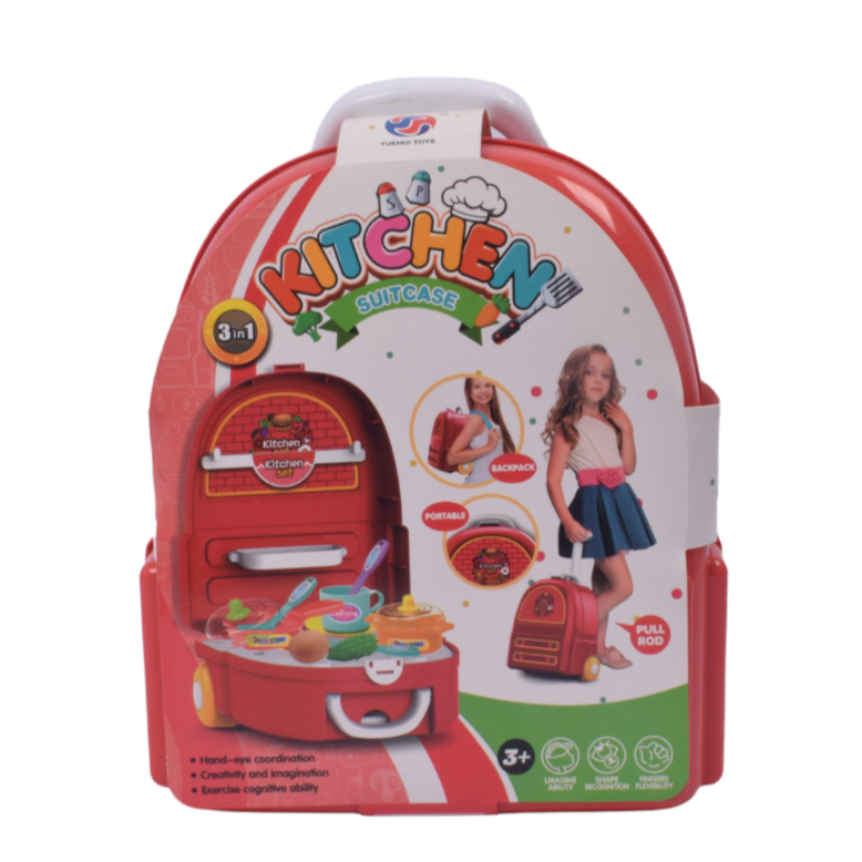 3 In 1 Kids Kitchen Suitcase Game Toy Set